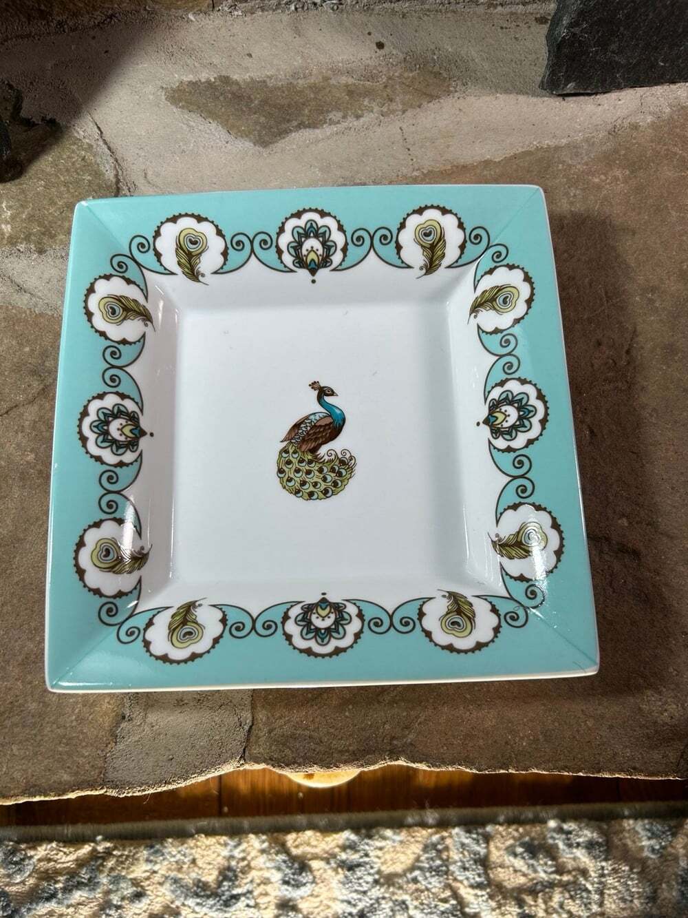Peacock Turquoise 7” Square Bowl Dish by Vera Bradley